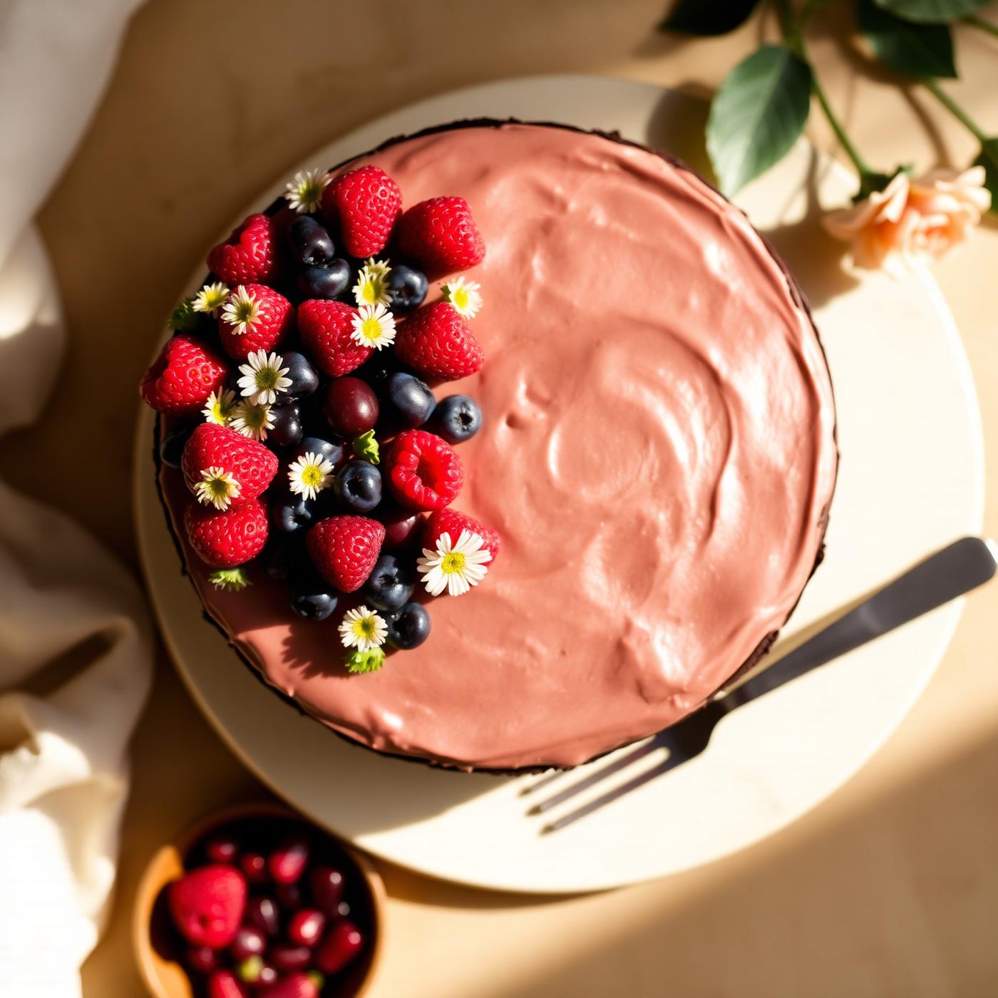 Bolo sem glúten com frutas vermelhas